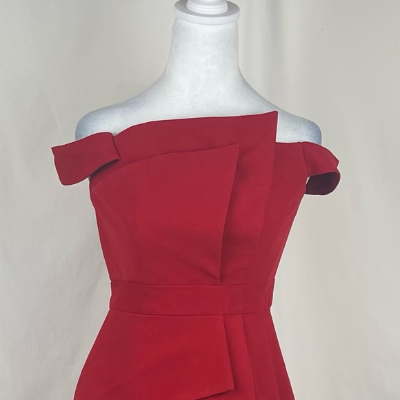 Black Halo Eve Red Off Shoulder Party Event Occasion Maxi Dress NWOT Size 2 - Picture 3 of 13